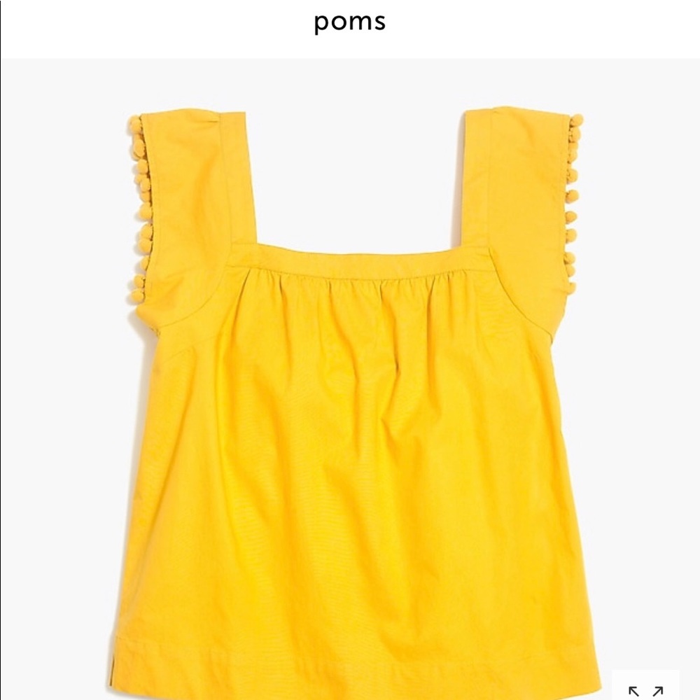 J Crew Square Neck Poplin With Pom Pom
